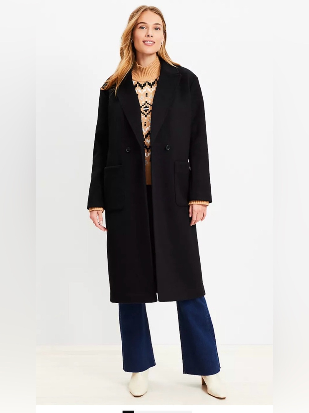 NEW ANN TAYLOR LOFT PETITE BLACK DOUBLEFACE MODERN COAT SIZE MP
